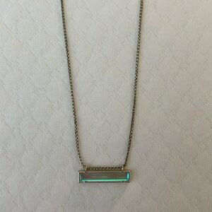Kendra Scott Gold Bar Necklace with Iridescent Stone
